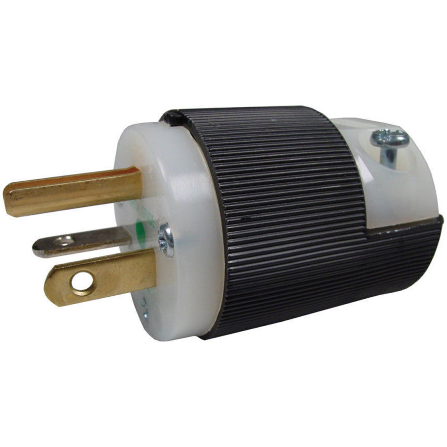 Insulgrip 20A 125V 2P3W Hospital Grade Straight Blade Plug, Black and White, 1.97 x 1.53 x 1.53 in.