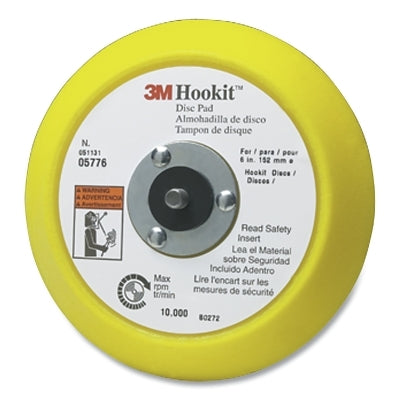 3M 051131-05776 Hookit Disc Pad, 6 in dia, 5/16 in to 24 in EXT arbor, Hook & Loop