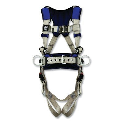 3M 1401112 ExoFit X100 Comfort Construction Positioning Safety Harness, Back/Hip D-Rings, Large, Quick-Connect/Tongue Buckle