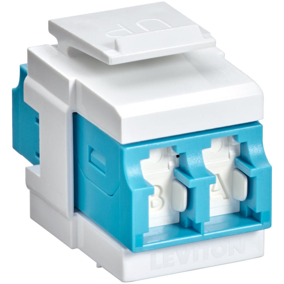 QuickPort Duplex LC Adapter, Shuttered, 10G LOMM,  Aqua/White