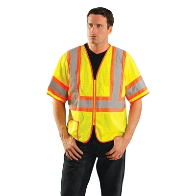 Class 3 Mesh Vests with Silver Reflective Tape, X-Large, Hi-Viz Yellow