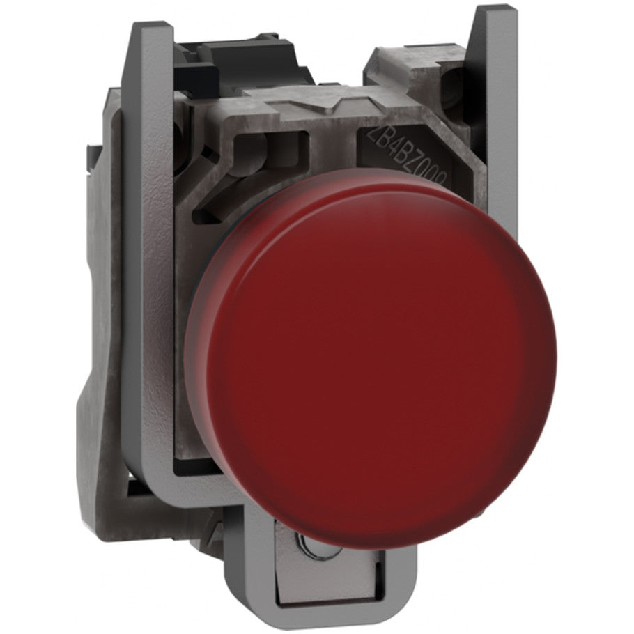 Pilot light, Harmony XB4,metal, red, 22mm, universal LED, plain lens, 24V AC DC
