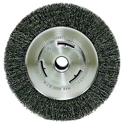 Wide-Face Crimped Wire Wheel, 7 in dia. x 7/8 in W, 0.014 in Steel, 6000 rpm