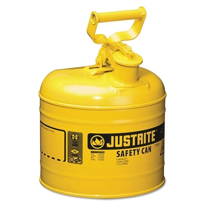 Type l Steel Safety Can, Diesel, 2 gal, Yellow, Includes SS Flame Arrestor/Swinging Handle