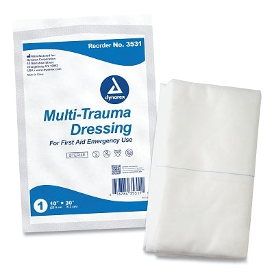 Multi-Trauma Pad, 10 in W, 30 in L, Sterile