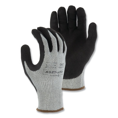 Cut-Less Korplex Gloves, Sandy Nitrile Palm, Large, Gray with Black Coating
