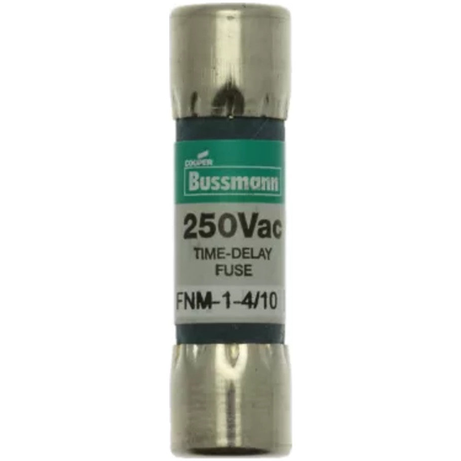 FNM Series Time Delay Supplemental Fuse, Melamine Tube, 1-4/10A, 250V, 13/32 x 1-1/2 in., Color Code Green