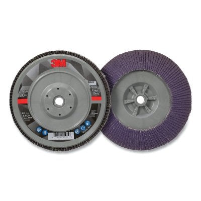 3M 638060-05945 Coated Flap Disc 769F, 7 in dia, 80+ Grit, 5/8 in - 11 Arbor, 8600 RPM, T29