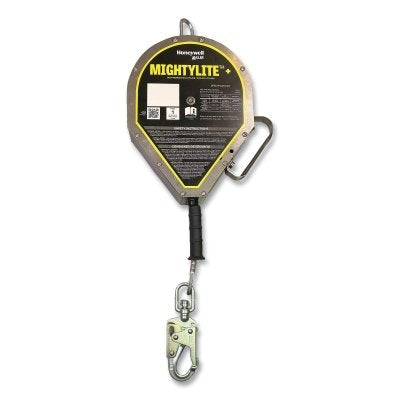MightLite+ Self-Retracting Lifeline, Galvanized Steel, 20 ft L, Carabiner, 420 lb, Swivel Snap, 1 Leg