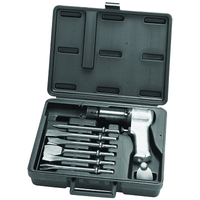 Air Hammer Kit, Super Duty, 3 1/2 in Stroke L, 2,000 blows/min, w/6 Chisels/Case