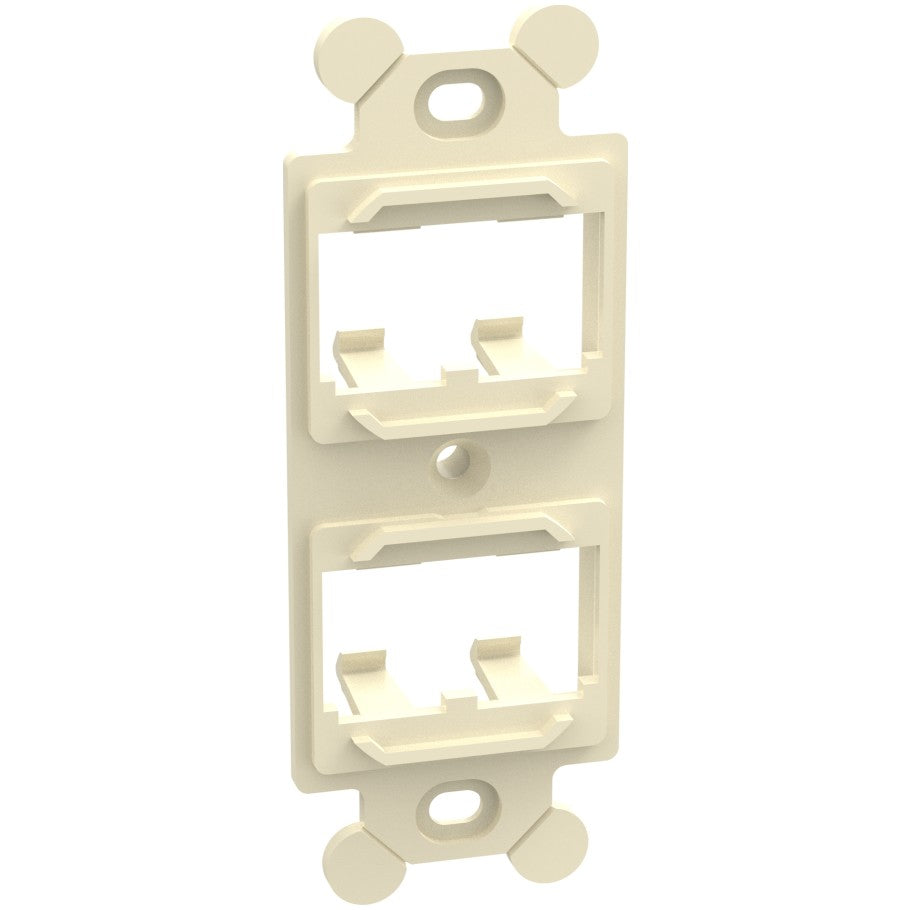 Mini-Com 106 Duplex Outlet Frame, 4-Port, Electric Ivory