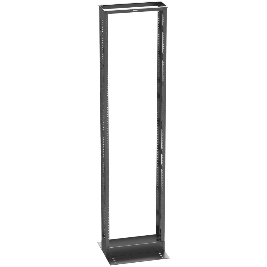 Panduit 2-Post Equipment Rack, Steel, Floor Mount,  12-24 Threaded Rail, 45 RU, 84 H x 20.3 W x 18 in. D, Black