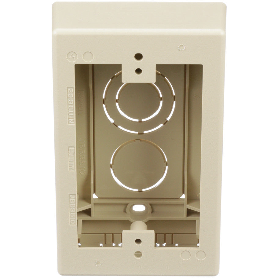 Non-Metallic Low Voltage Outlet Box With Adhesive For LD or T-45 Series Raceway, Electric Ivory
