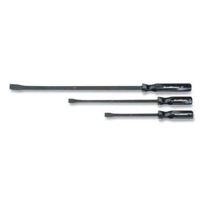 3 Pc Angled Tip Pry Bar Set, 12 in, 17 in, 25 in, Plastic Tray