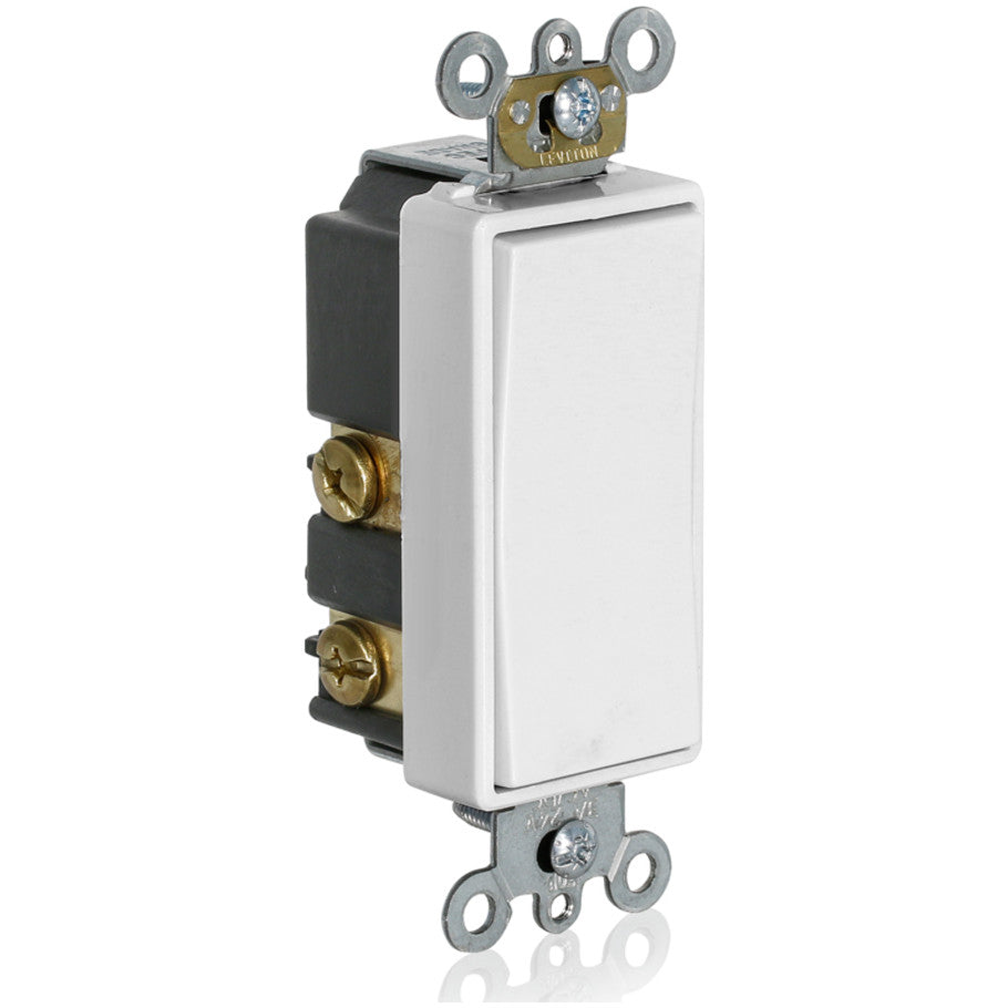 Decora Plus, Rocker Switch, Thermoplastic, White, 3 A, 24V ac/dc, 1-Pole, Back or Side Wired