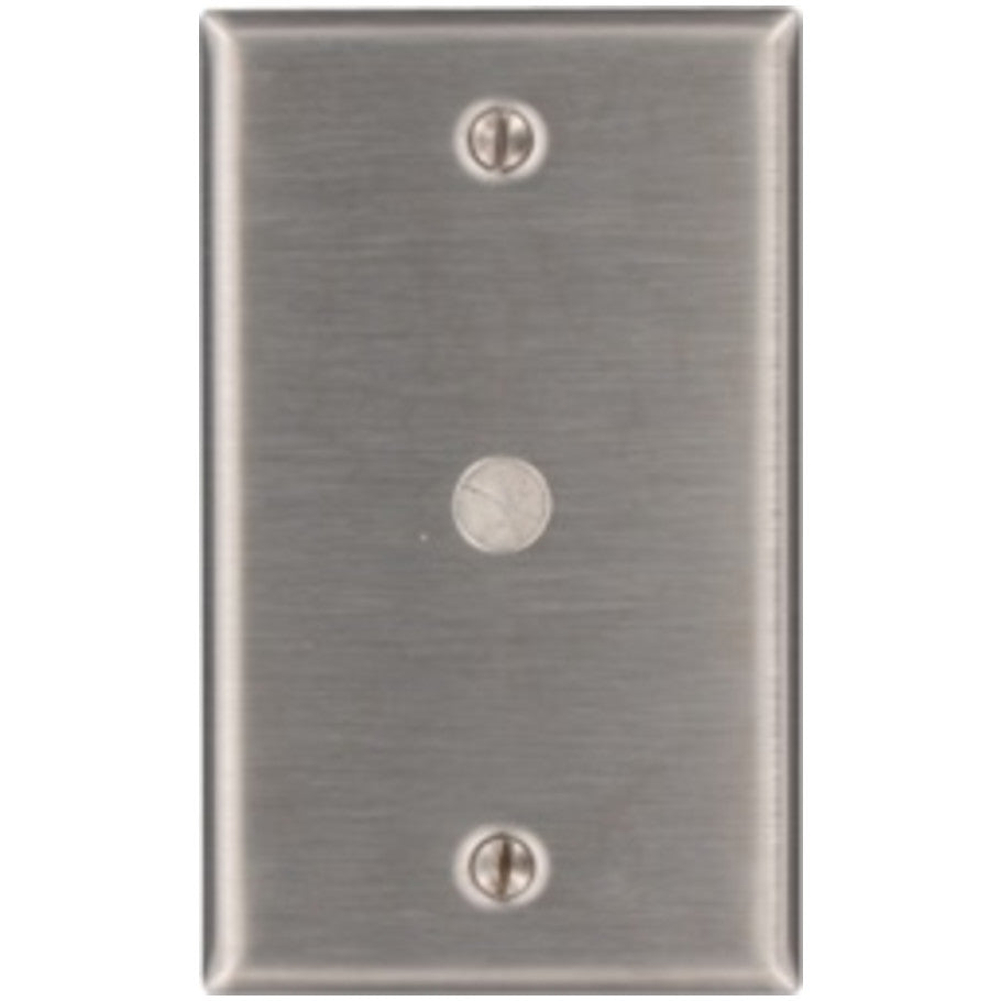 Type 302 Stainless Steel 1 Gang Box Mount Telephone/Cable Wall Plate With 0.406 Inch Dia. Opening