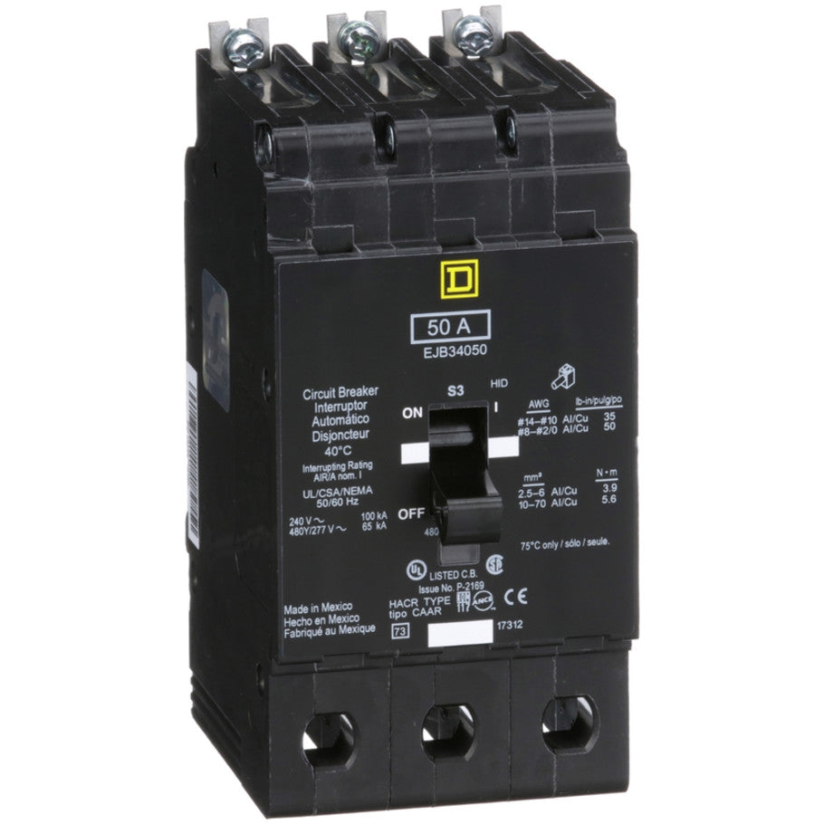 Mini circuit breaker, E-Frame, 50A, 3 pole, 480Y/277VAC, 100kA max, bolt on  TAA