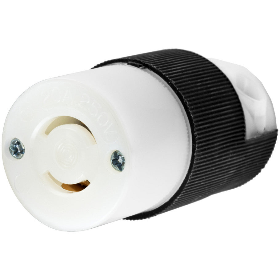 Twist-Lock 20A 250V 2P2W Black and White Nylon Connector Body With Multiple Drive Screws