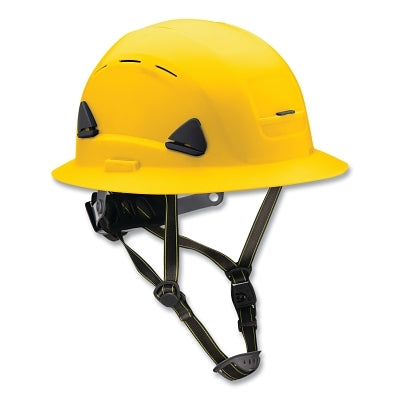 Fibre-Metal Climbing Style Full Brim Safety Helmet, Type II, Class C, Ratchet Suspension, Vented, Yellow