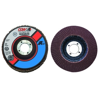 Flap Discs, A3 Aluminum Oxide, Reg, 4 1/2", 120 Grit, 7/8 Arbor, 13,300 rpm, T27