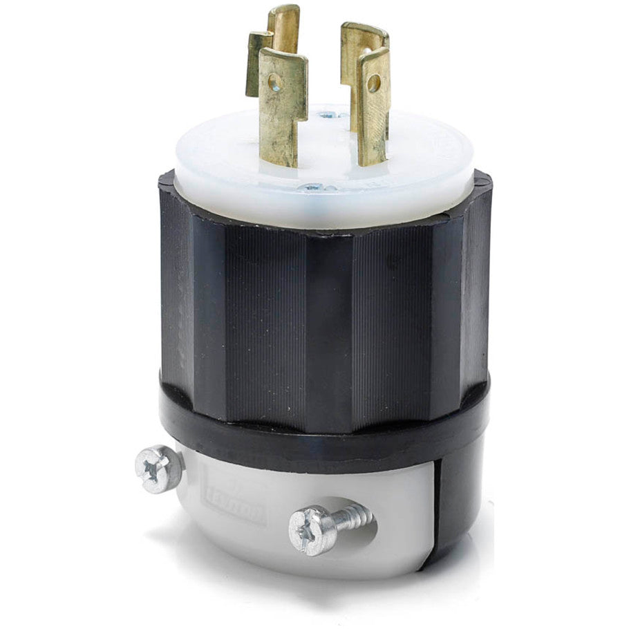 Leviton Black   White 20A 125/250V 3P4W Locking Plug, Black and White