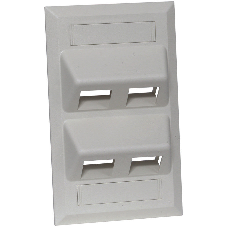 iStation Angled Wallplate, Flush Mount, 4-Port, Gray