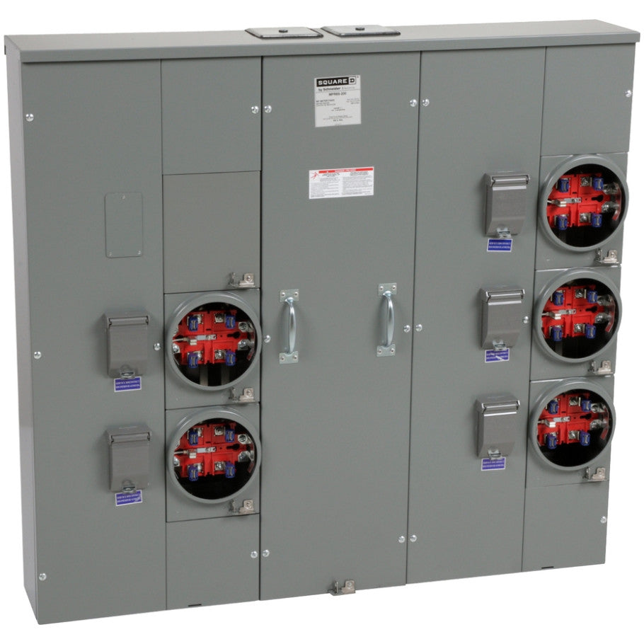 Meter Pak MP Meter Center, Ringless Type, 200A, No Bypass, Compatible with QOM2 Circuit Breakers