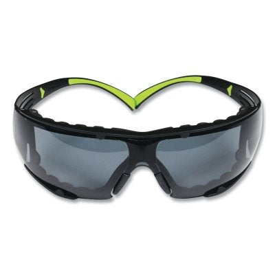 3M SF402AF-FM SecureFit 400 Series Protective Eyewear, Gray Poly Lens, Anti-Fog/Anti-Scratch, Black/Green Plastic Temples, Foam Gasket