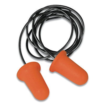 Bell Shape Disposable Foam Earplugs, Polyurethane, Orange, Corded