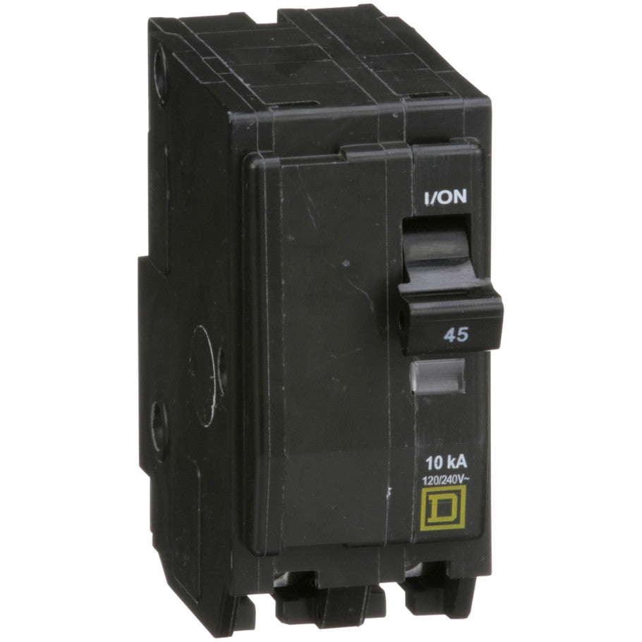 QO Miniature Circuit Breaker, Plug-In, 10kA, Common Trip, 120/240 Vac, 2-Pole, 45A