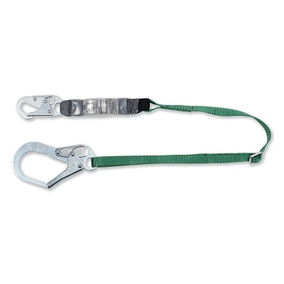 V-SERIES Standard Shock Absorbing Lanyard, 6 ft, Single, Small/Large Snaphooks, Web, Adjustable, 400 lb