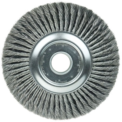 Standard Twist Wire Descaling Wheel, 12 in dia x 2 in W Face, 0.014 in Steel Wire, 3600 RPM
