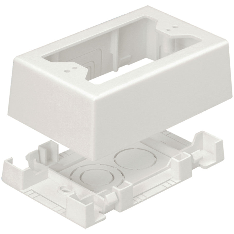 Non-Metallic Low Voltage Outlet Box With Adhesive For LD or T-45 Series Raceway, Off-White