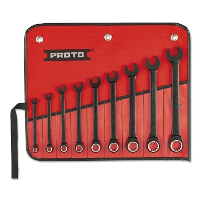 9 PC Spline Non-Reversing Combination Wrench Set, 12 Points, Black Oxide Finish