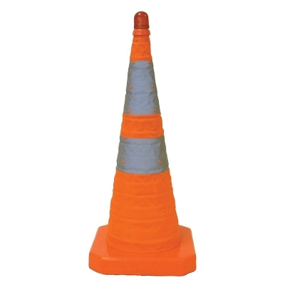 Collapsible Safety Cones, 28 in, Nylon, Orange