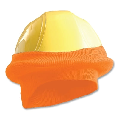 MIRAWARM Full Brim Hard Hat Tube Liner, Head, Polyester Knit, Hi-Viz Orange