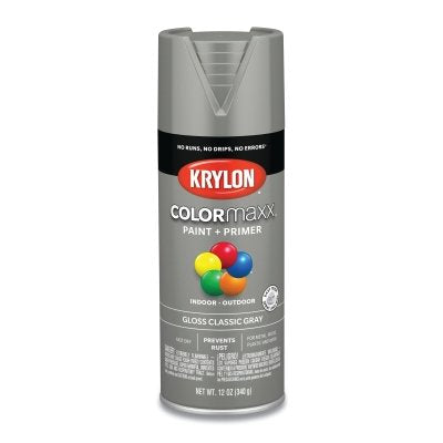 COLORmaxx Paint + Primer Spray Paint, 12 oz, Classic Gray, Gloss