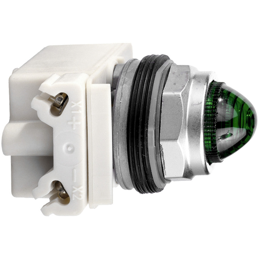 Pilot light, Harmony 9001K, metal, polycarbonate, domed, green, 30mm, LED green, 24...28V