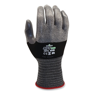 MFT PRO Coated Palm Gloves, Large, Black, Gray Flat Nitrile Coating