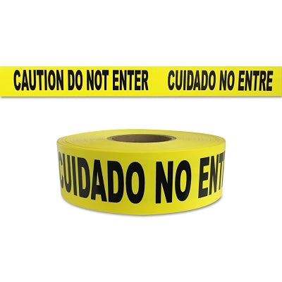Barricade Tape, 3 in x 1000 ft, 2 mil, Yellow, CAUTION DO NOT ENTER