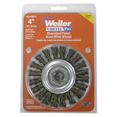 Vortec Pro Knot Wire Wheel, 4 in Dia, .014 Carbon Steel, 5/8-11 Arbor, Retail Pk