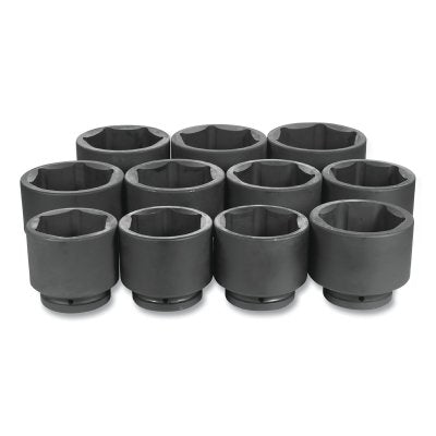 Impact Socket Set, 1 in Dr, SAE, 6-point, 3-1/8 in to 4-1/2 in, 11-Pc STD Length