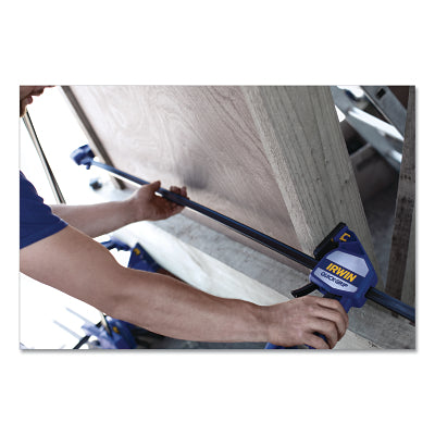 Heavy-Duty One-Handed Bar Clamp, Opening Max 26-7/8 in, Throat Depth 3-5/8 in, Capacity 18 in