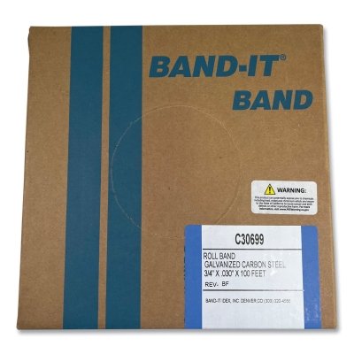 Bands, 3/4 in, 100 ft, 0.03 in, Galvanized Carbon Steel