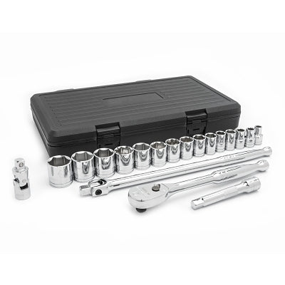 19 Pc. 6 Point Standard SAE Mechanics Tool Sets, 1/2 in Dr