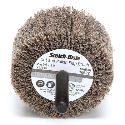 3M 048011-16622 Cut and Polish Flap Brush, 2 in x 1/4 in, Medium, Aluminum Oxide, 12000 rpm