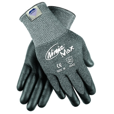 Ninja Max Bi-Polymer Coated Palm Gloves, Large, Black/Gray
