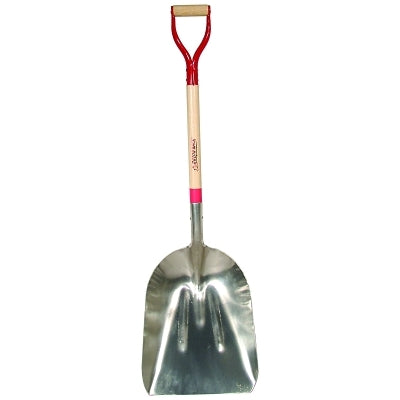 Aluminum Scoop, 19.75 x 15 in W Blade, #12 Western Pattern Ribbed, 31 in L North American Hardwood Steel D-Grip Handle