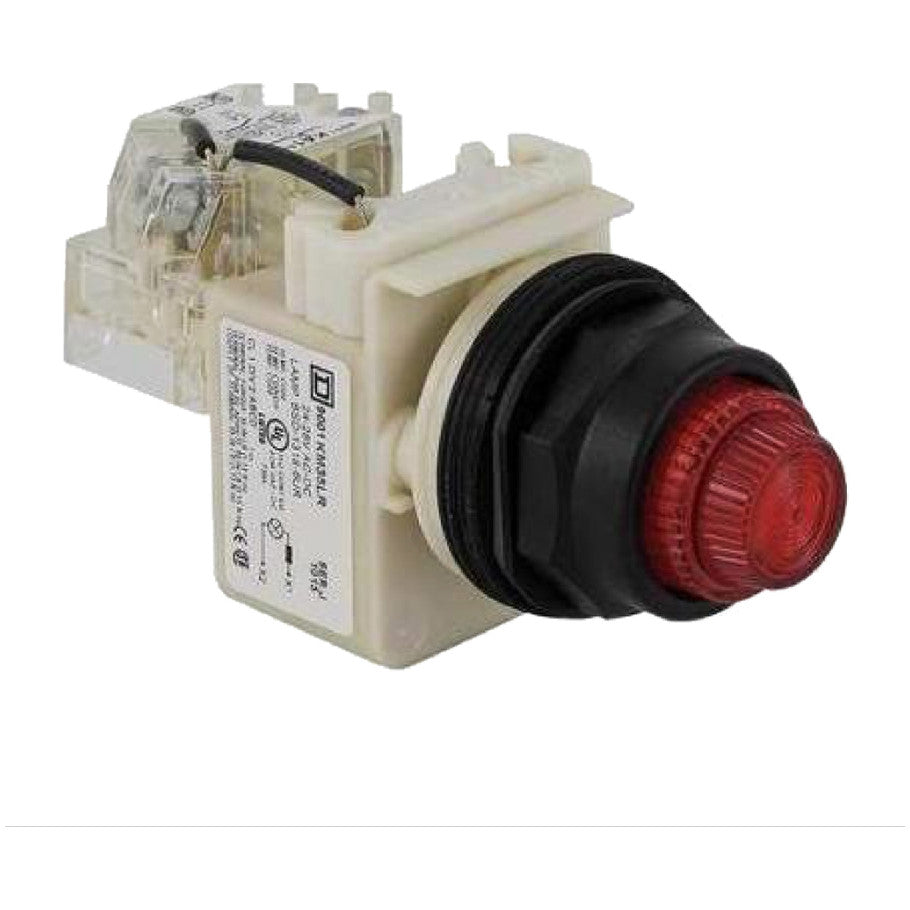 Harmony 9001K Series Pilot Light, Chromium-Plated Metal, Octagonal, 30 mm Dia., 10A, 24 to 28V ac, 0.28W, LED, Red