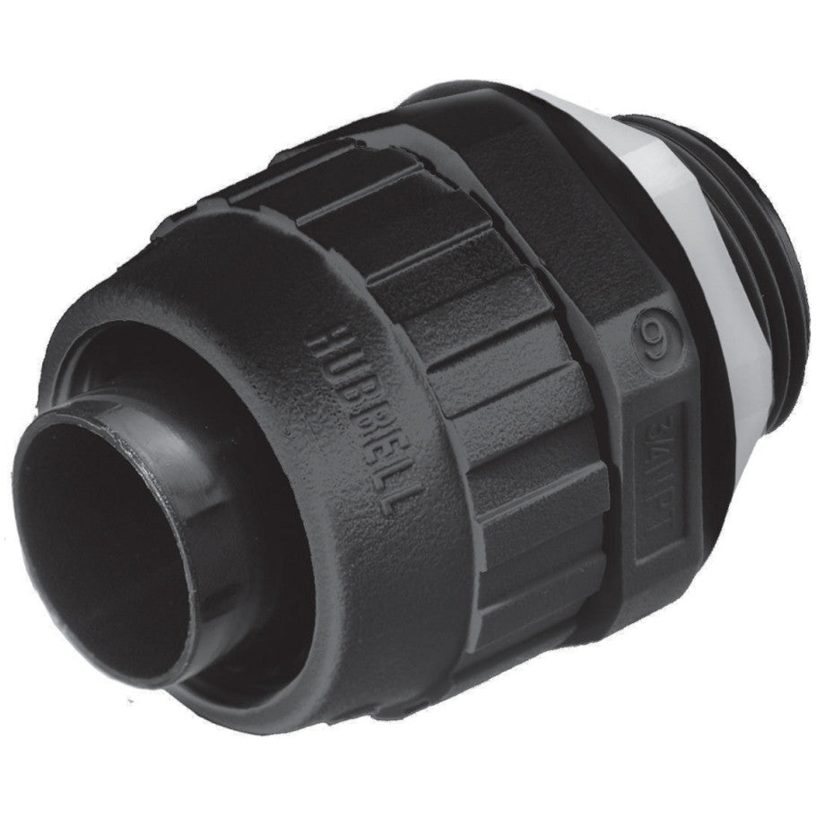 Liquid Tight Connector, Nylon, Straight, Black, 1/2 in.